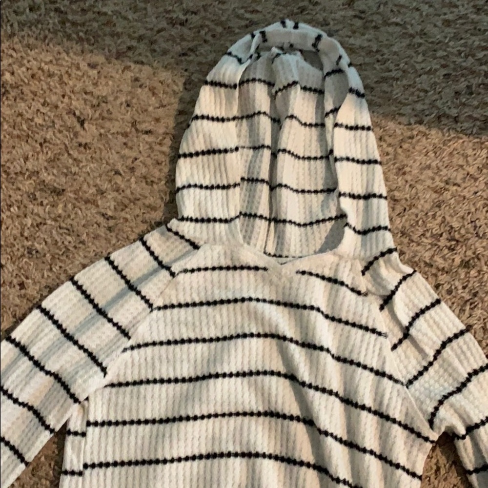 blank and white stripped hoodie